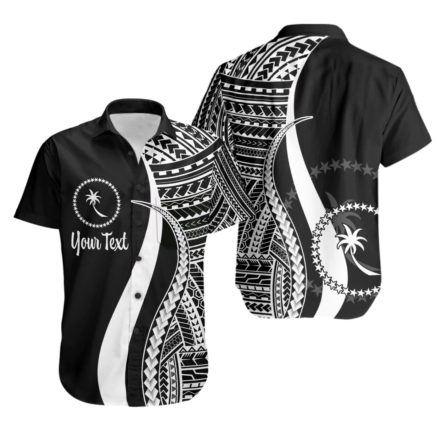 Chuuk Custom Personalised Short Sleeve Shirts - White Polynesian Tentacle Tribal Pattern Unisex White - Polynesian Pride