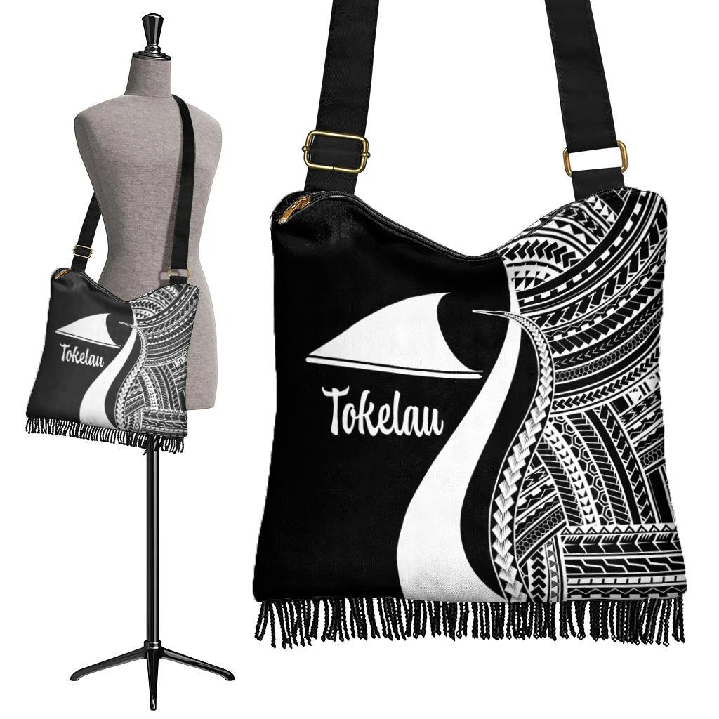 Tokelau Boho Handbag - White Polynesian Tentacle Tribal Pattern - Polynesian Pride