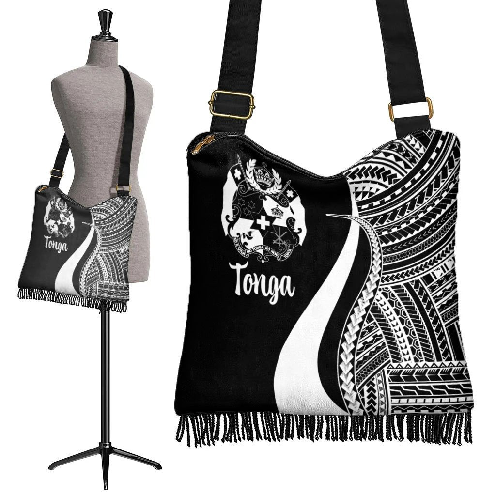 Tonga Boho Handbag - White Polynesian Tentacle Tribal Pattern - Polynesian Pride