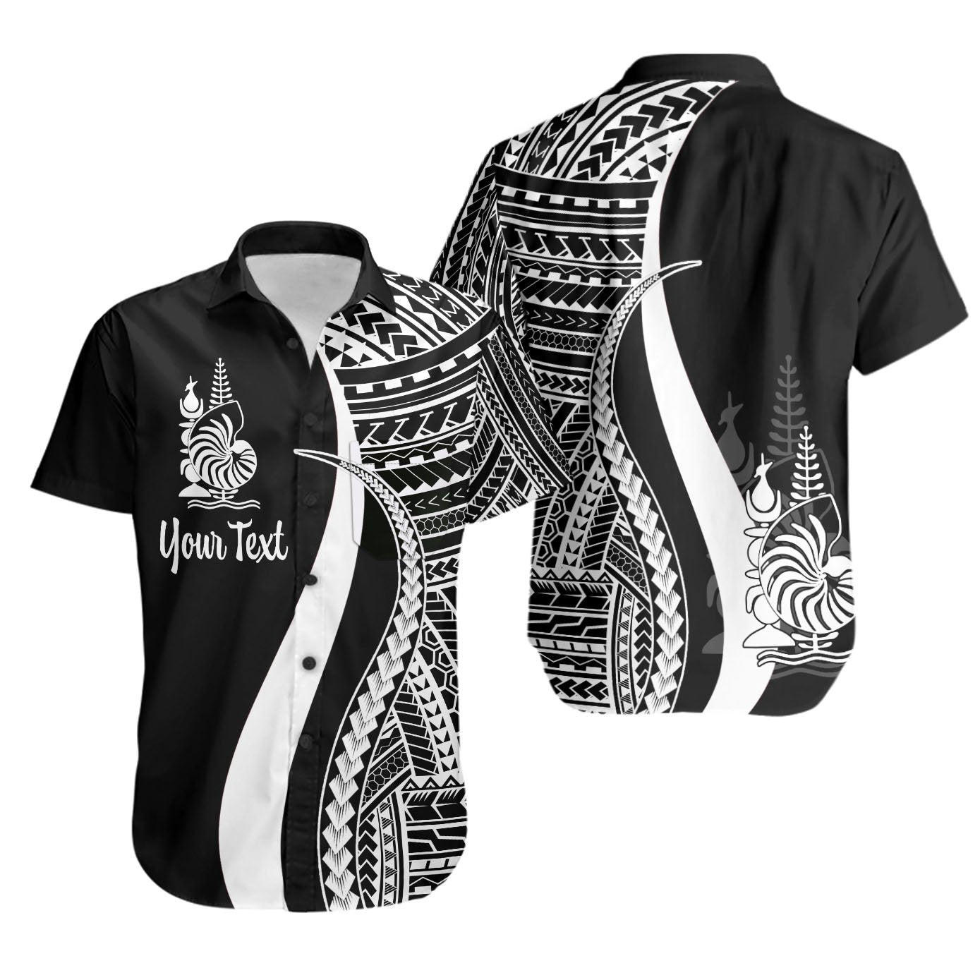 New Caledonia Custom Personalised Short Sleeve Shirts - White Polynesian Tentacle Tribal Pattern Crest Unisex White - Polynesian Pride