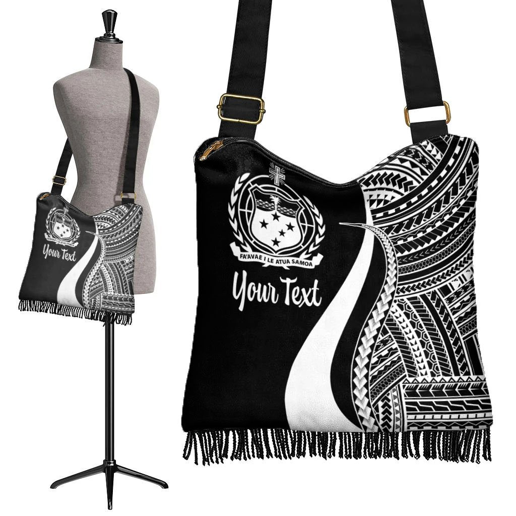 Samoa Custom Personalised Boho Handbag - White Polynesian Tentacle Tribal Pattern - Polynesian Pride