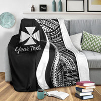 Wallis And Futuna Custom Personalised Premium Blanket - White Polynesian Tentacle Tribal Pattern - Polynesian Pride