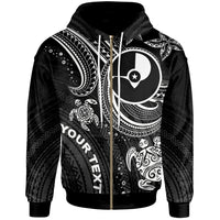 Yap Custom Zip up Hoodie White Turtle Unisex White - Polynesian Pride