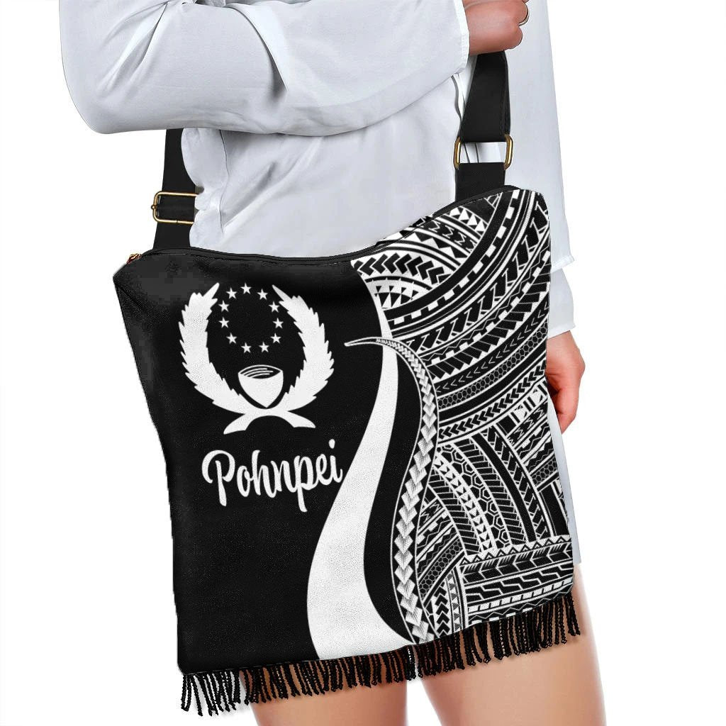 Pohnpei Boho Handbag - White Polynesian Tentacle Tribal Pattern - Polynesian Pride