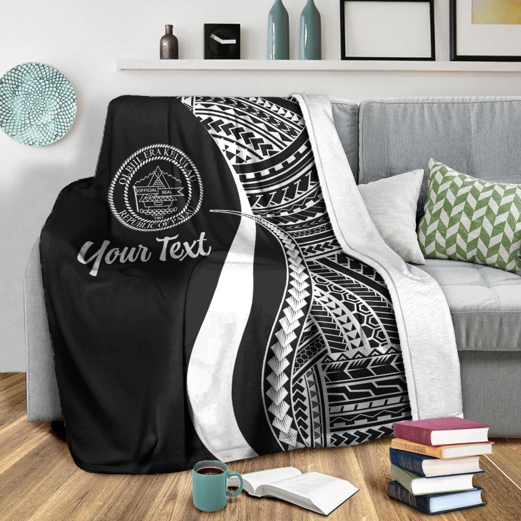 Palau Custom Personalised Premium Blanket - White Polynesian Tentacle Tribal Pattern Crest - Polynesian Pride