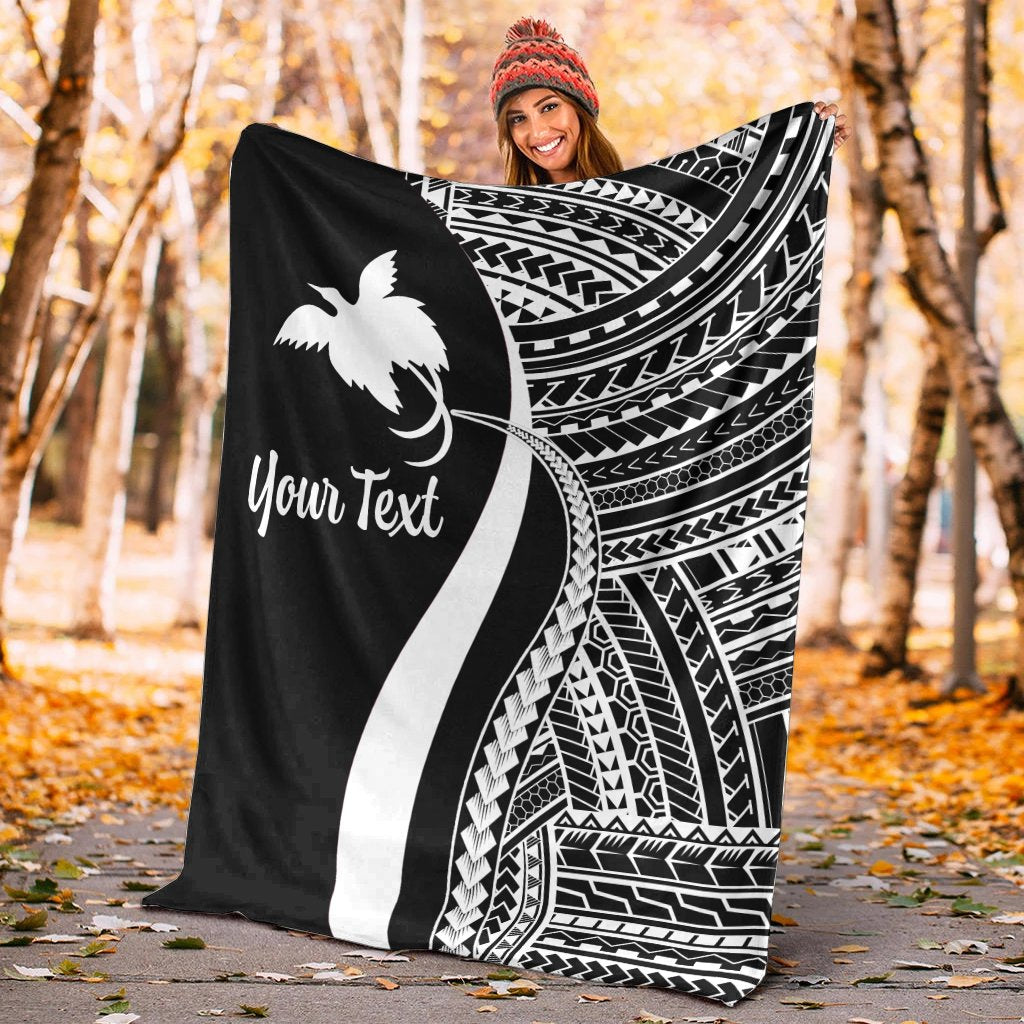 Papua New Guinea Custom Personalised Premium Blanket - White Polynesian Tentacle Tribal Pattern - Polynesian Pride