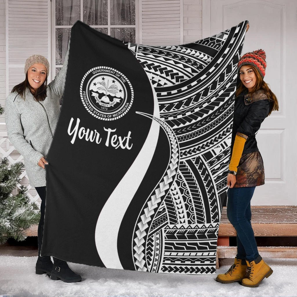 Federated States of Micronesia Custom Personalised Premium Blanket - White Polynesian Tentacle Tribal Pattern White - Polynesian Pride