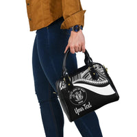 Niue Custom Personalised Shoulder Handbag - White Polynesian Tentacle Tribal Pattern - Polynesian Pride