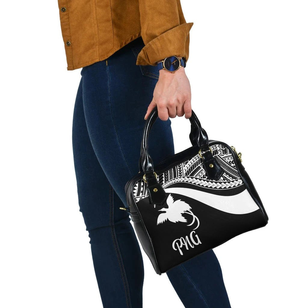 Papua New Guinea Shoulder Handbag - White Polynesian Tentacle Tribal Pattern - Polynesian Pride