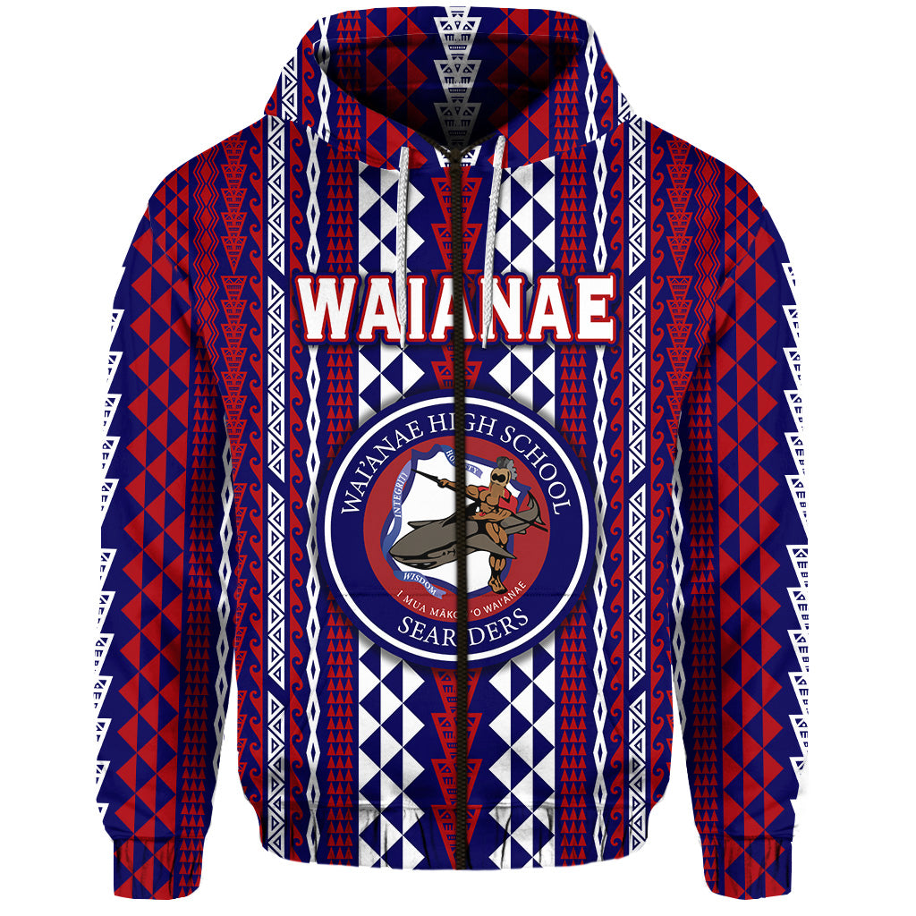 Custom Hawaii Waianae High School Zip Hoodie Seariders Simple Style LT8 - Polynesian Pride