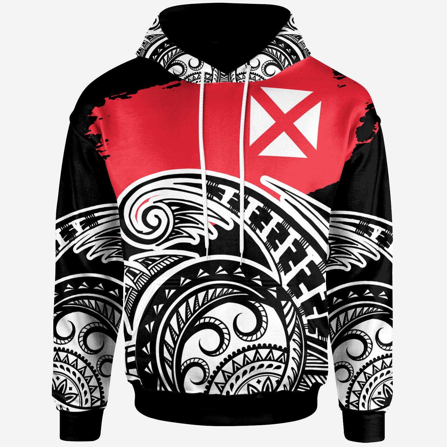 Wallis & Futuna Custom Hoodie Ethnic Style With Round Black White Pattern Unisex Black - Polynesian Pride