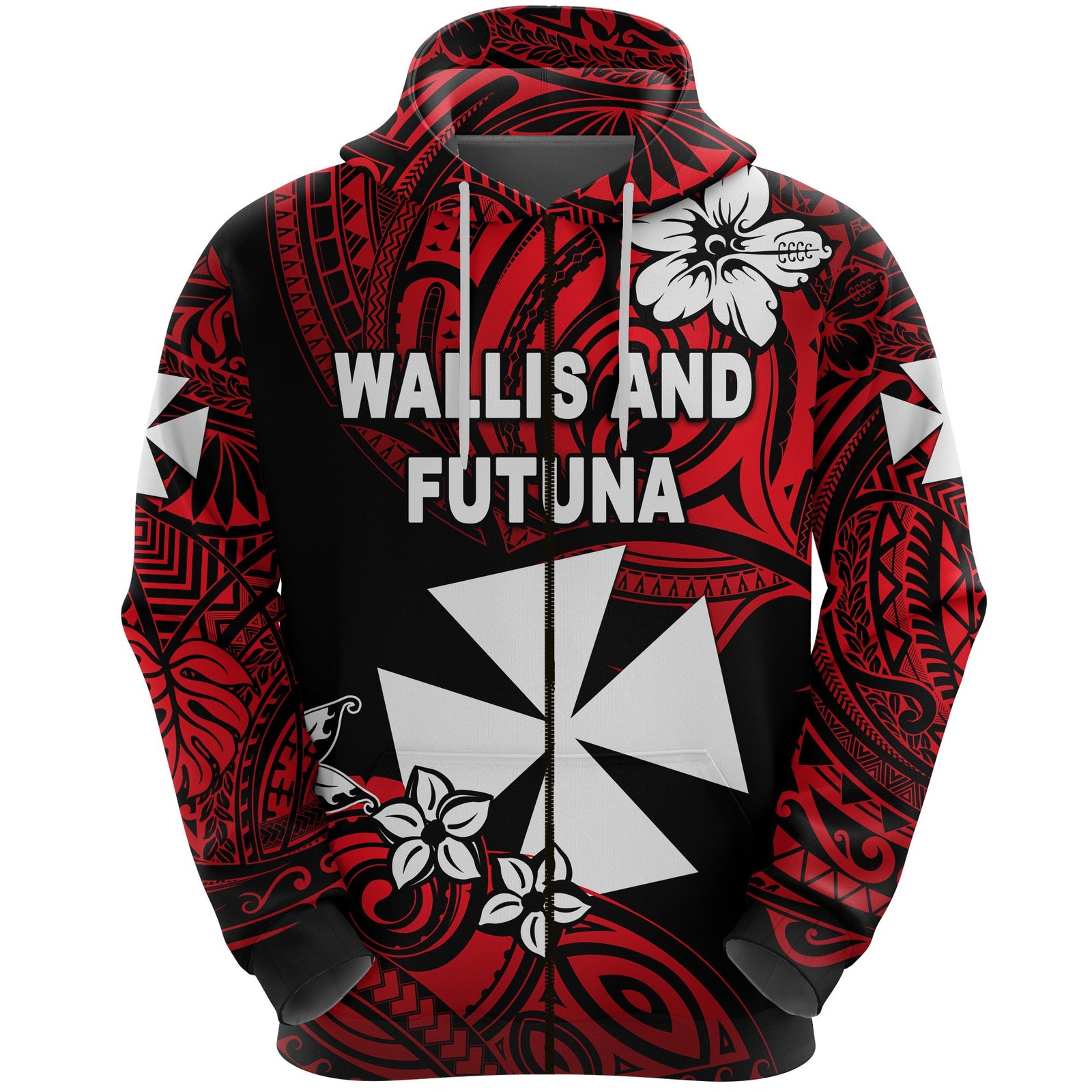 Wallis and Futuna Rugby Zip Hoodie Unique Vibes Unisex Red - Polynesian Pride