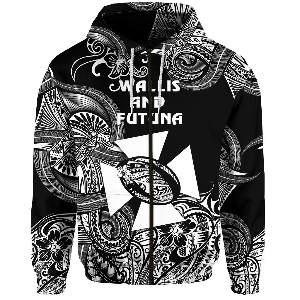 Custom Wallis and Futuna Polynesian Zip Hoodie Unique Style Black LT8 - Polynesian Pride