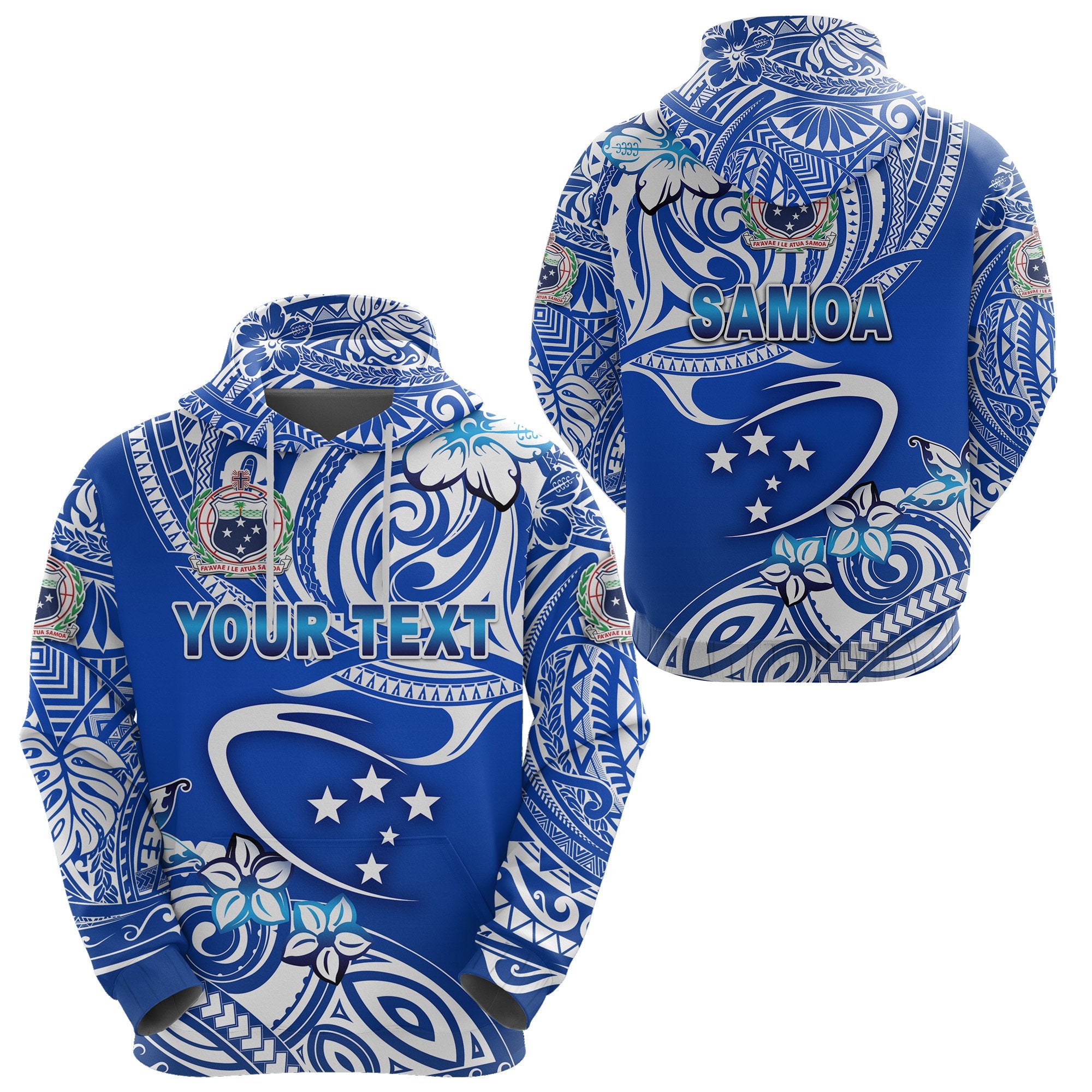 Custom Manu Samoa Rugby Hoodie Unique Vibes White Unisex Blue - Polynesian Pride