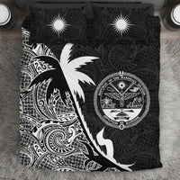 Marshall Islands Coconut Tree Bedding Set Black White - Polynesian Pride