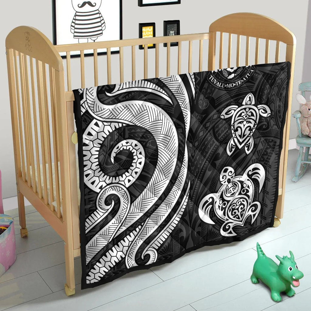Tuvalu Premium Quilt - White Tentacle Turtle - Polynesian Pride
