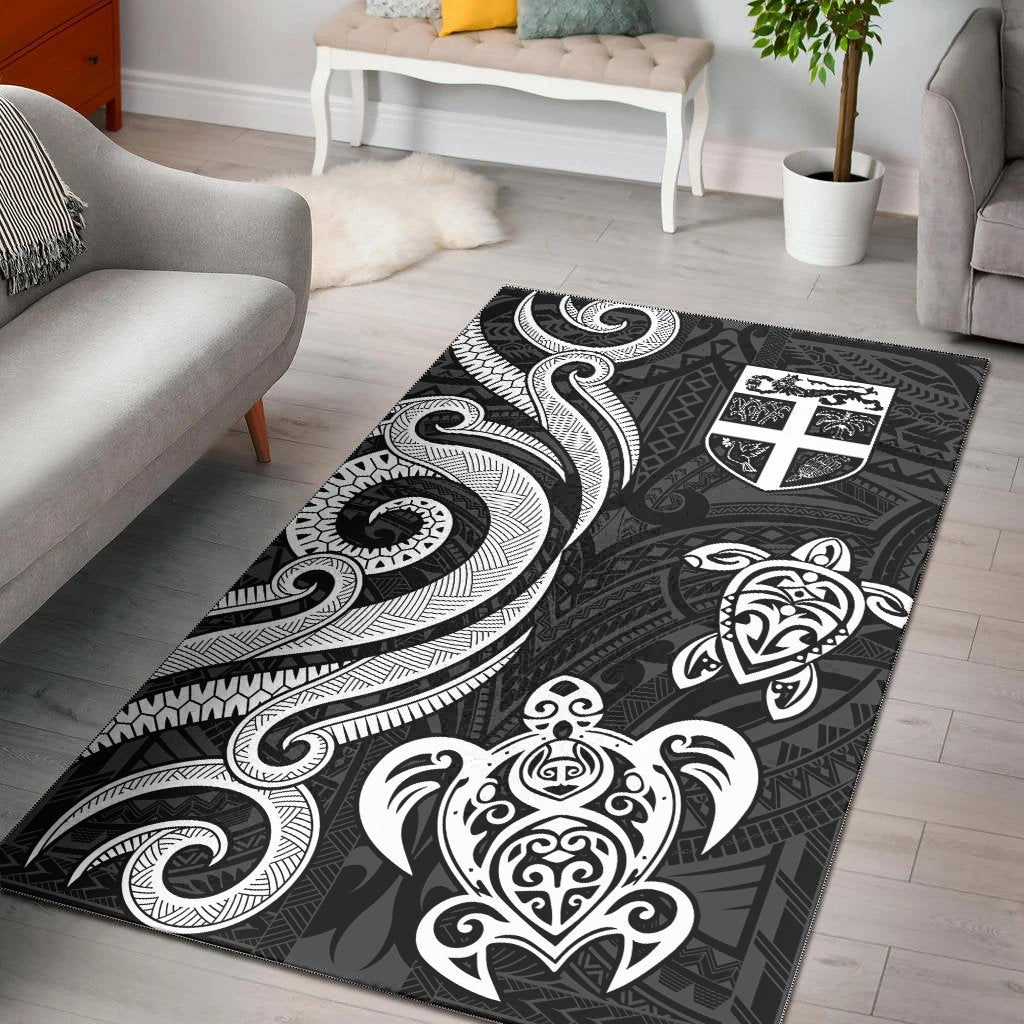 Fiji Area Rug - White Tentacle Turtle White - Polynesian Pride