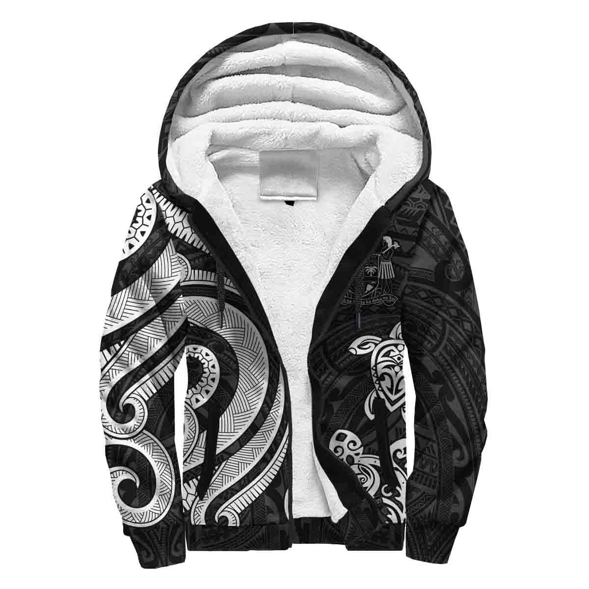 Fiji Sherpa Hoodie - White Tentacle Turtle Crest White - Polynesian Pride