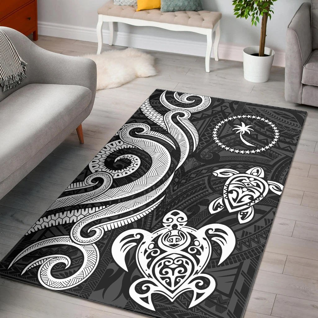 Chuuk Area Rug - White Tentacle Turtle White - Polynesian Pride