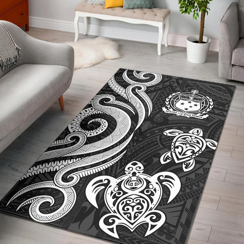 Samoa Area Rug - White Tentacle Turtle White - Polynesian Pride