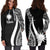 Nauru Women's Hoodie Dress - White Polynesian Tentacle Tribal Pattern - Polynesian Pride