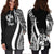 Tonga Women's Hoodie Dress - White Polynesian Tentacle Tribal Pattern - Polynesian Pride