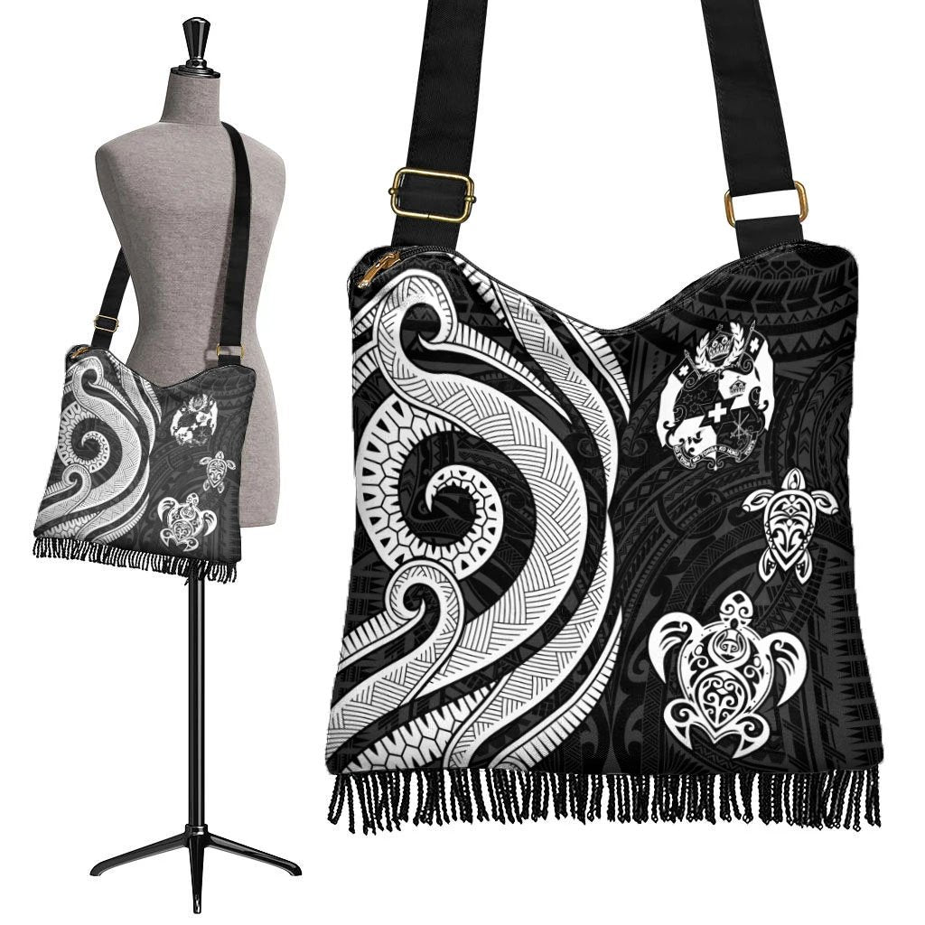 Tonga Boho Handbag - White Tentacle Turtle - Polynesian Pride