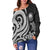 Federated States of Micronesia Women's Off Shoulder Sweater - White Tentacle Turtle - Polynesian Pride