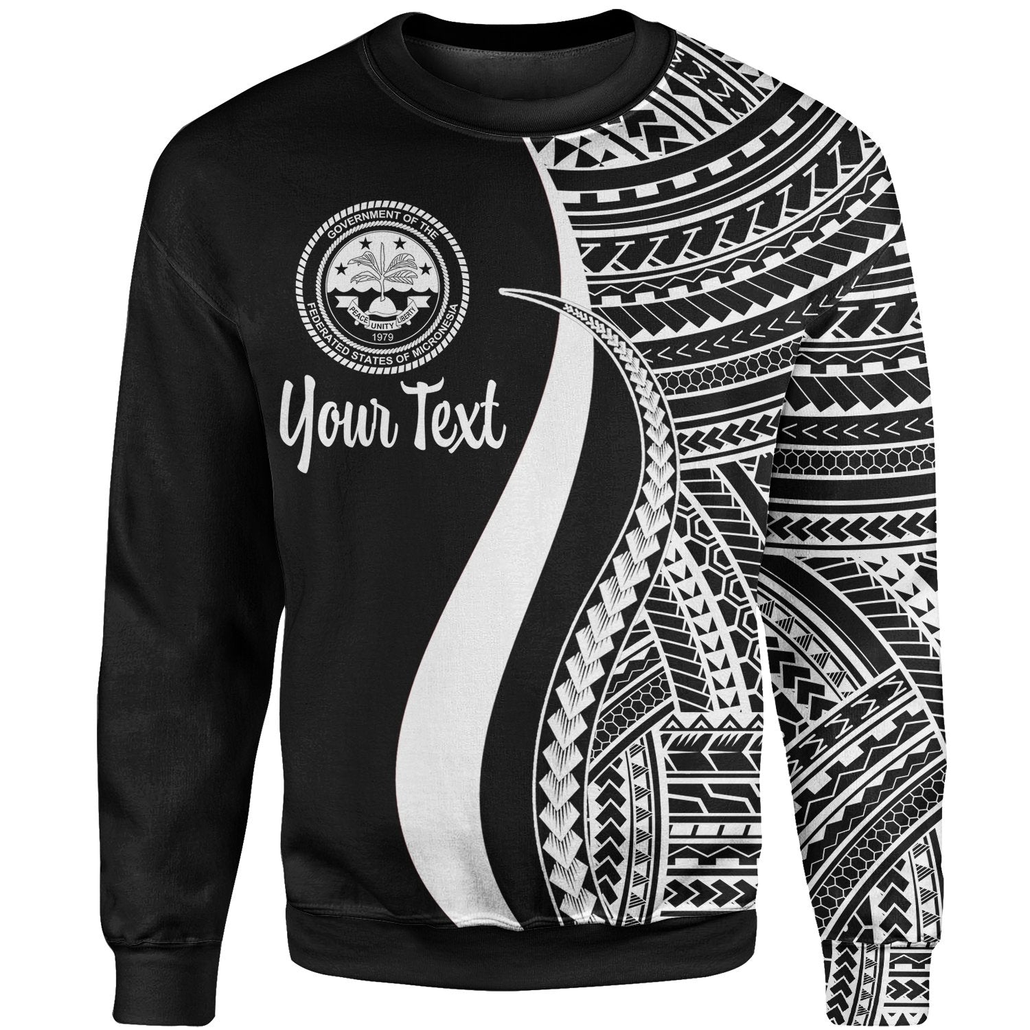 Federated States of Micronesia Custom Personalised Sweatshirt - White Polynesian Tentacle Tribal Pattern Unisex White - Polynesian Pride