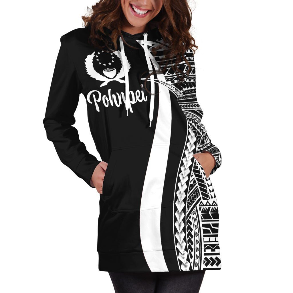 Pohnpei Women's Hoodie Dress - White Polynesian Tentacle Tribal Pattern - Polynesian Pride