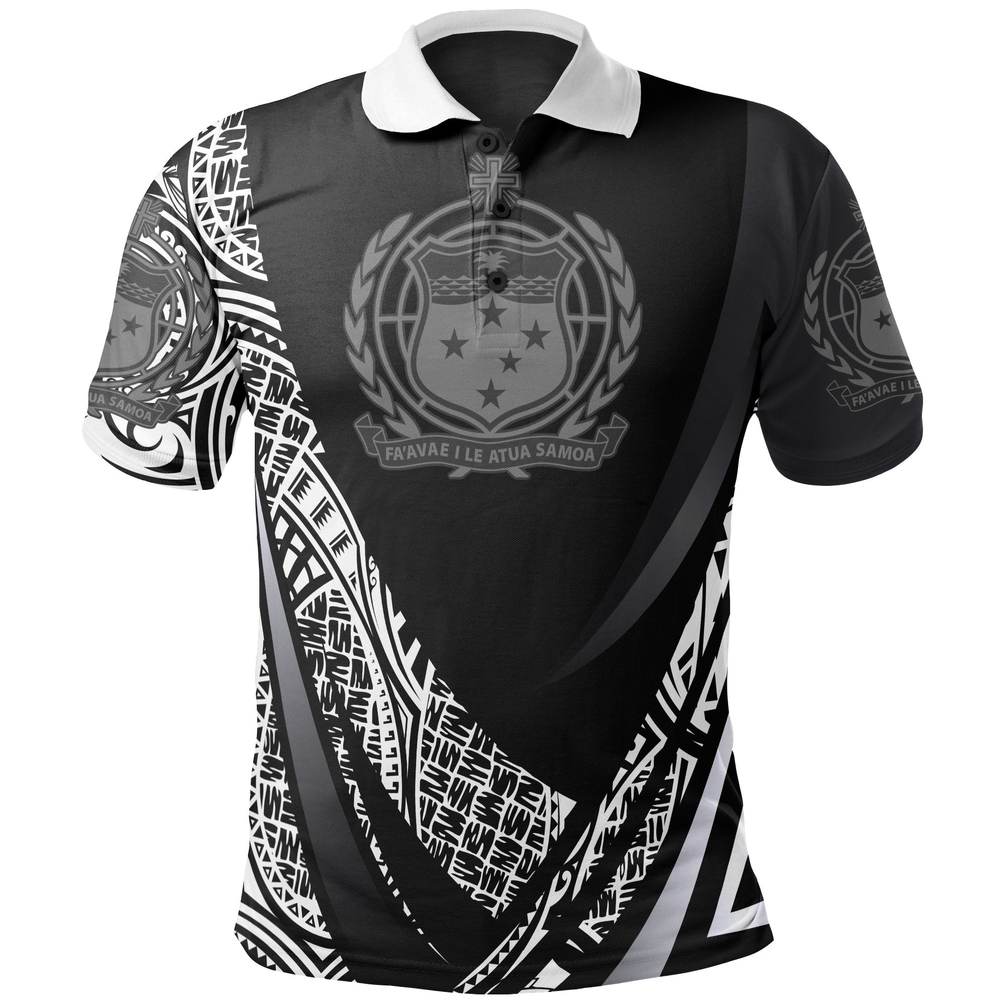 Samoa Polo Shirt White Polynesian Patterns Sport Style Unisex Black - Polynesian Pride