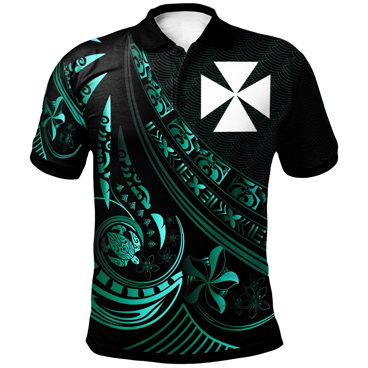 Wallis and Futuna Polo Shirt The Flow Of The Ocean Green Unisex Green - Polynesian Pride