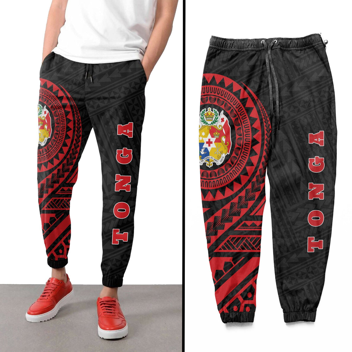 Tonga Rising Sweatpants (Red) A16 Unisex Red - Polynesian Pride