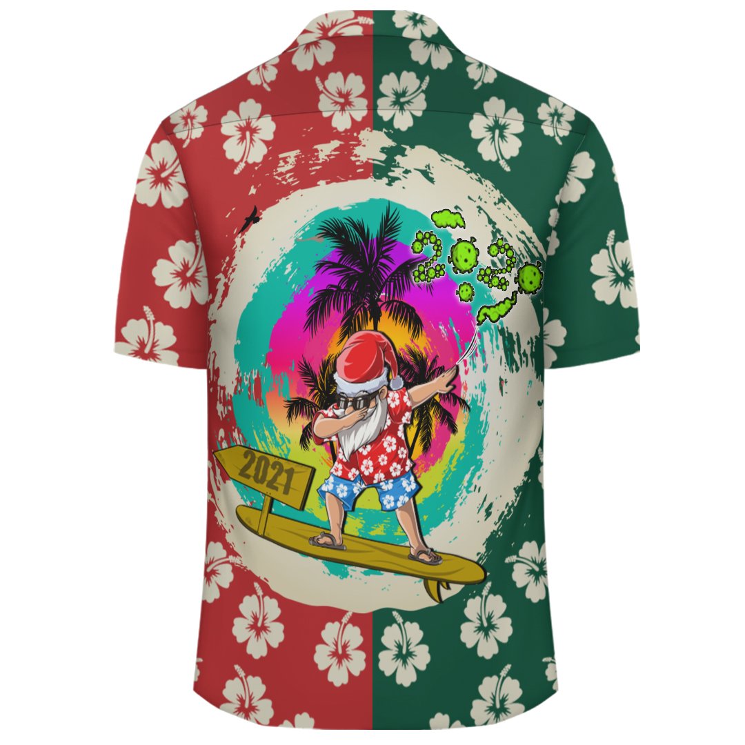 Hawaii Mele Kalikimaka Dabbing Santa Surfing Hawaiian Shirt - Polynesian Pride