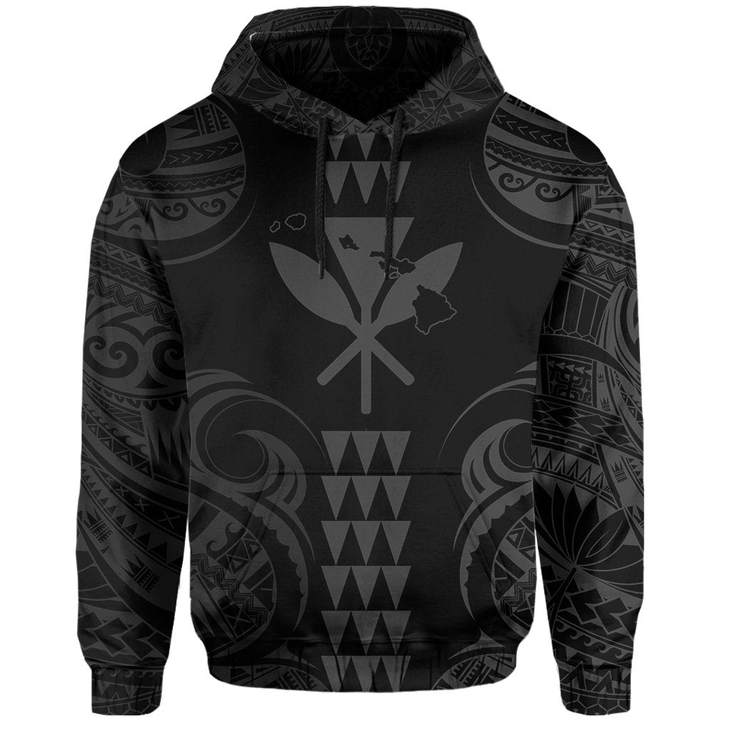 Kanaka Map Polynesian Kakau Hoodie Gray - Polynesian Pride