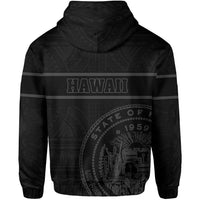 Polynesian Kakau Kanaka Seal of Hawaii Zip Hoodie Gray - Polynesian Pride