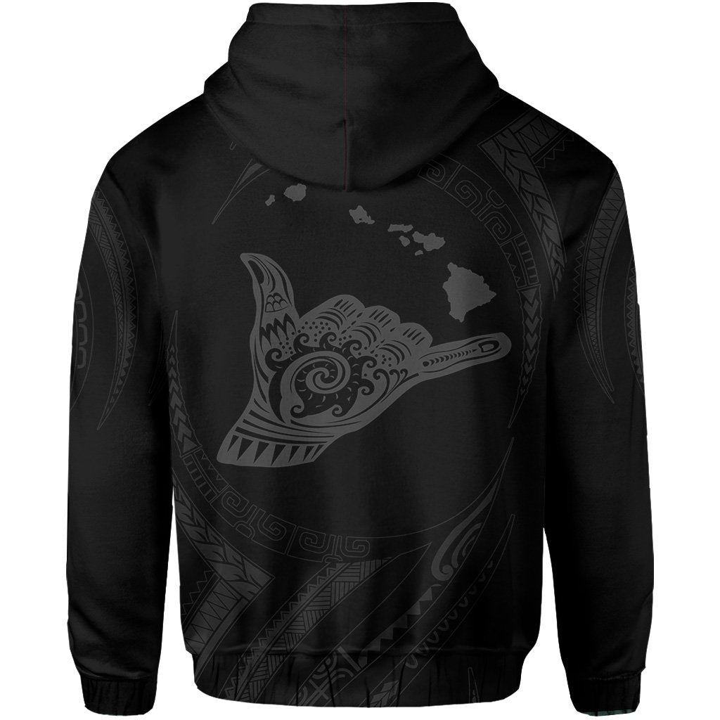 Polynesian Kanaka Shaka Map of Hawaii Zip Hoodie Gray - Polynesian Pride