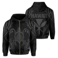 Polynesian Turtle Kanaka Maoli Hawaii Zip Hoodie Gray Unisex Gray - Polynesian Pride