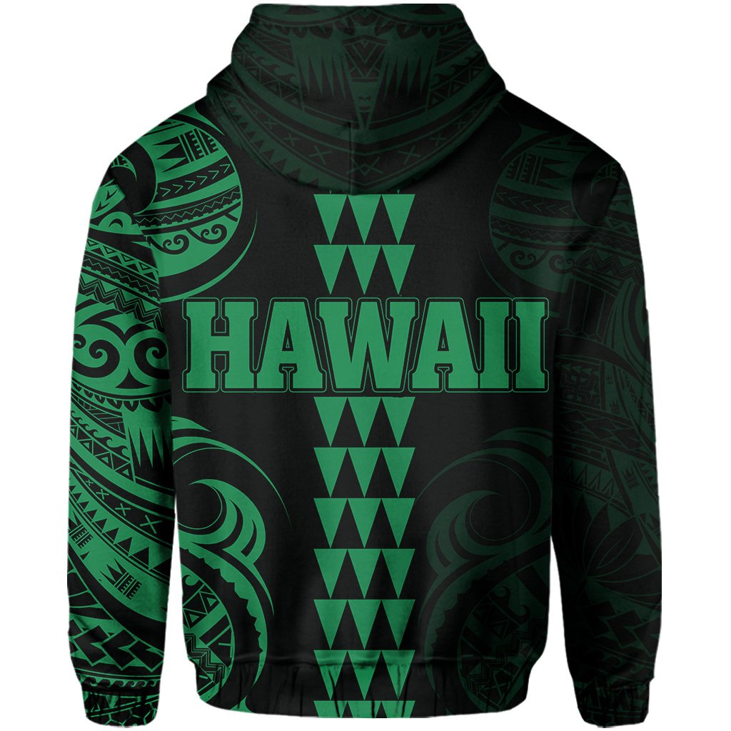 Kanaka Map Polynesian Kakau Hoodie Green - Polynesian Pride