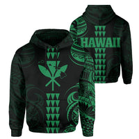 Kanaka Map Polynesian Kakau Hoodie Green Unisex Green - Polynesian Pride