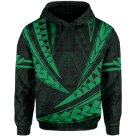 Polynesian Kakau Kanaka Maoli Map Hawaii Hoodie Green - Polynesian Pride