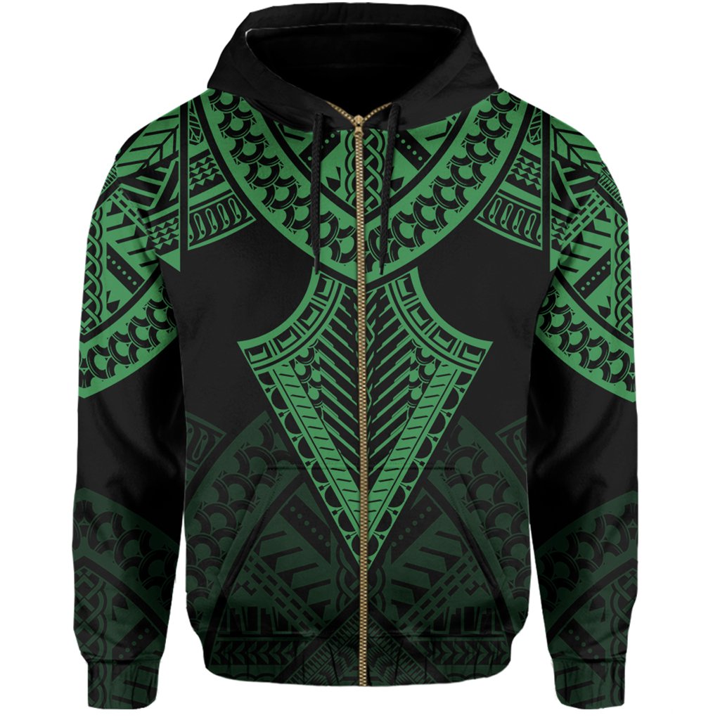 Hawaii Polynesian Hoodie Limited (Zip up) Tab Style Green - Polynesian Pride