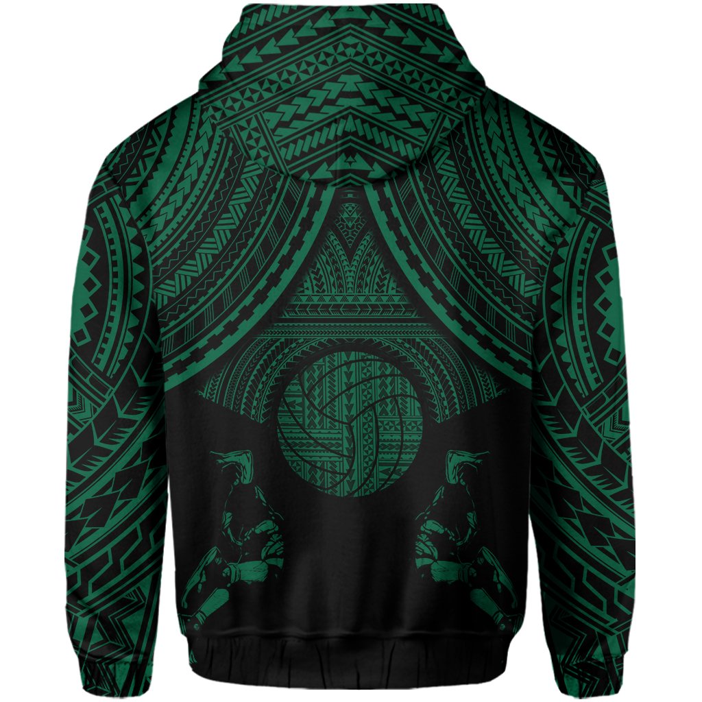 Polynesian Volleyball Hawaii Zip Hoodie Green - Polynesian Pride