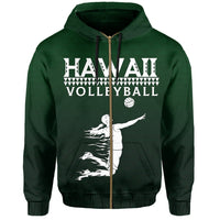 Volleyball Sport Kakau Hawaii zip Hoodie Green - Polynesian Pride