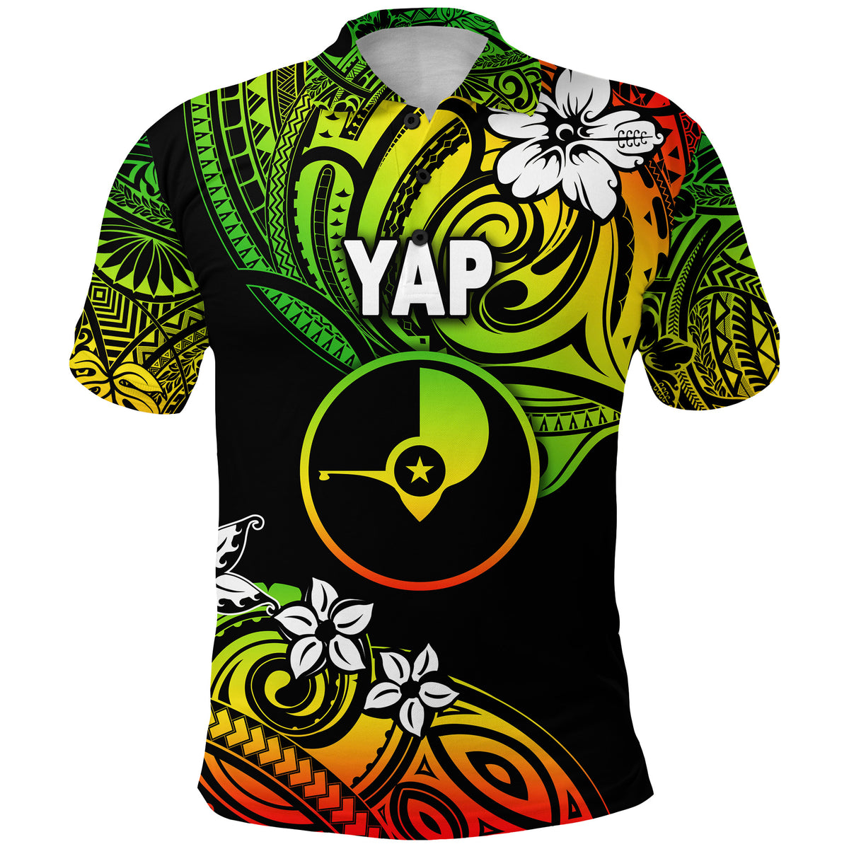 Custom FSM Yap Polo Shirt Unique Vibes Reggae LT8 - Polynesian Pride
