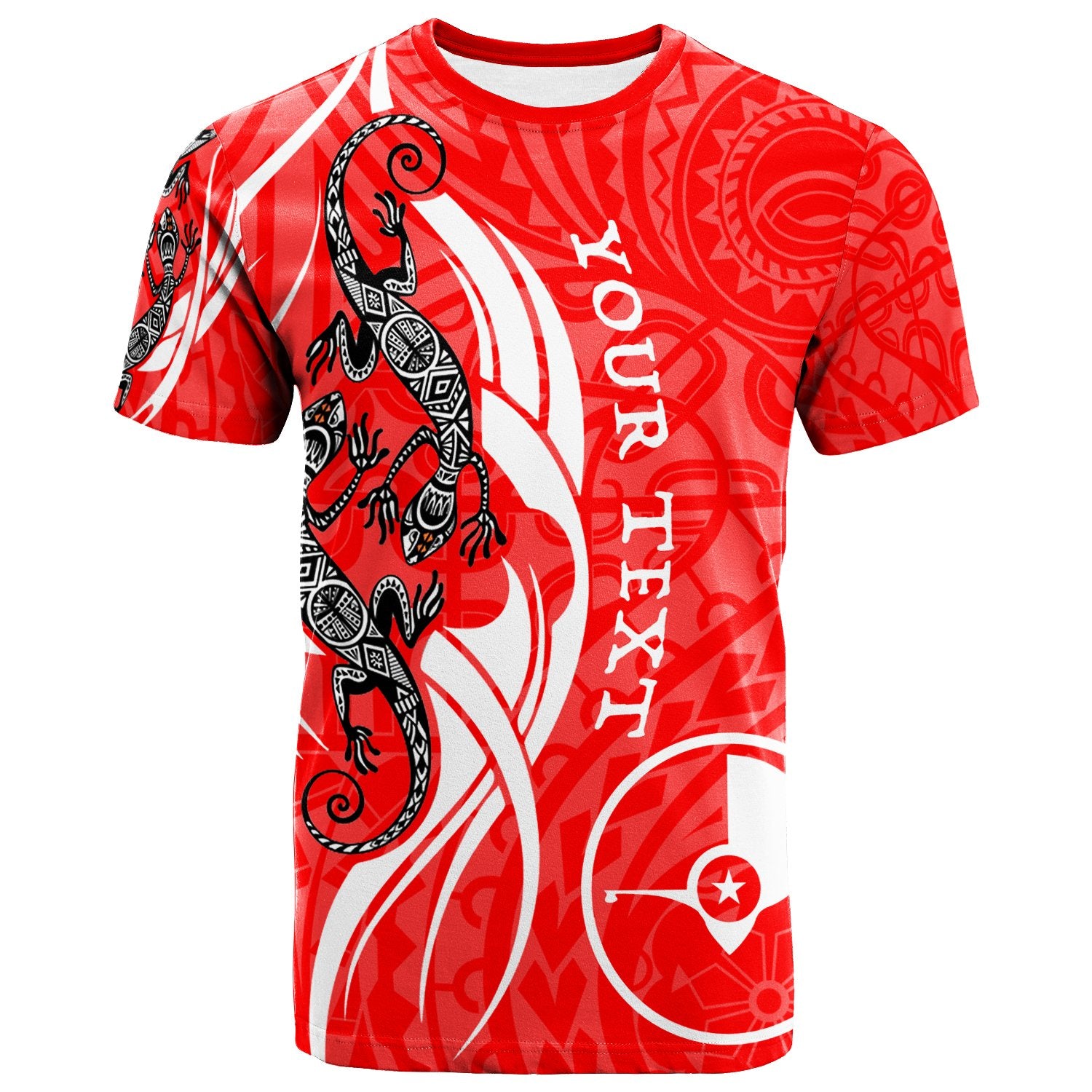 Yap Custom T Shirt Lizard Tattoo Red Color Unisex Red - Polynesian Pride