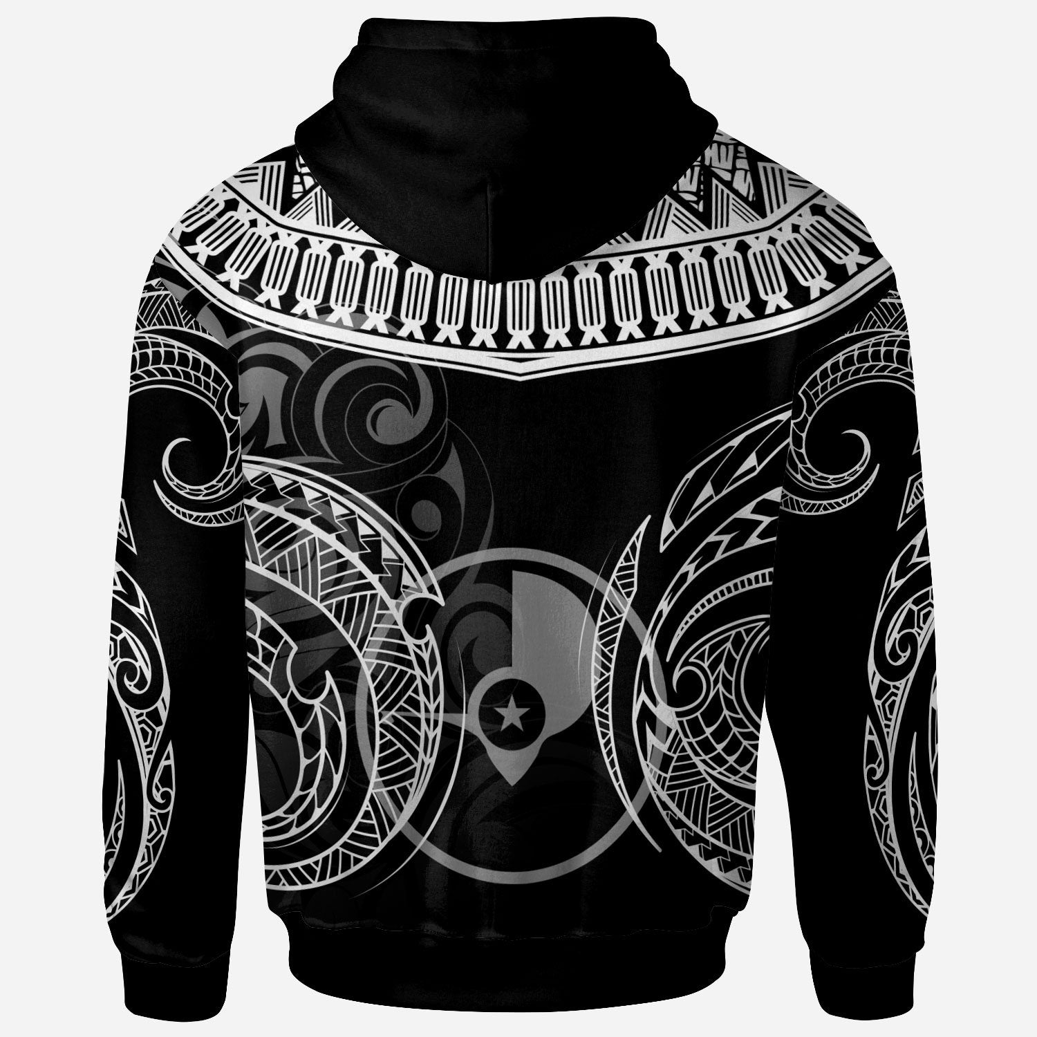 Yap Custom Zip Hoodie Serrated Pattern White Color Unisex Black - Polynesian Pride