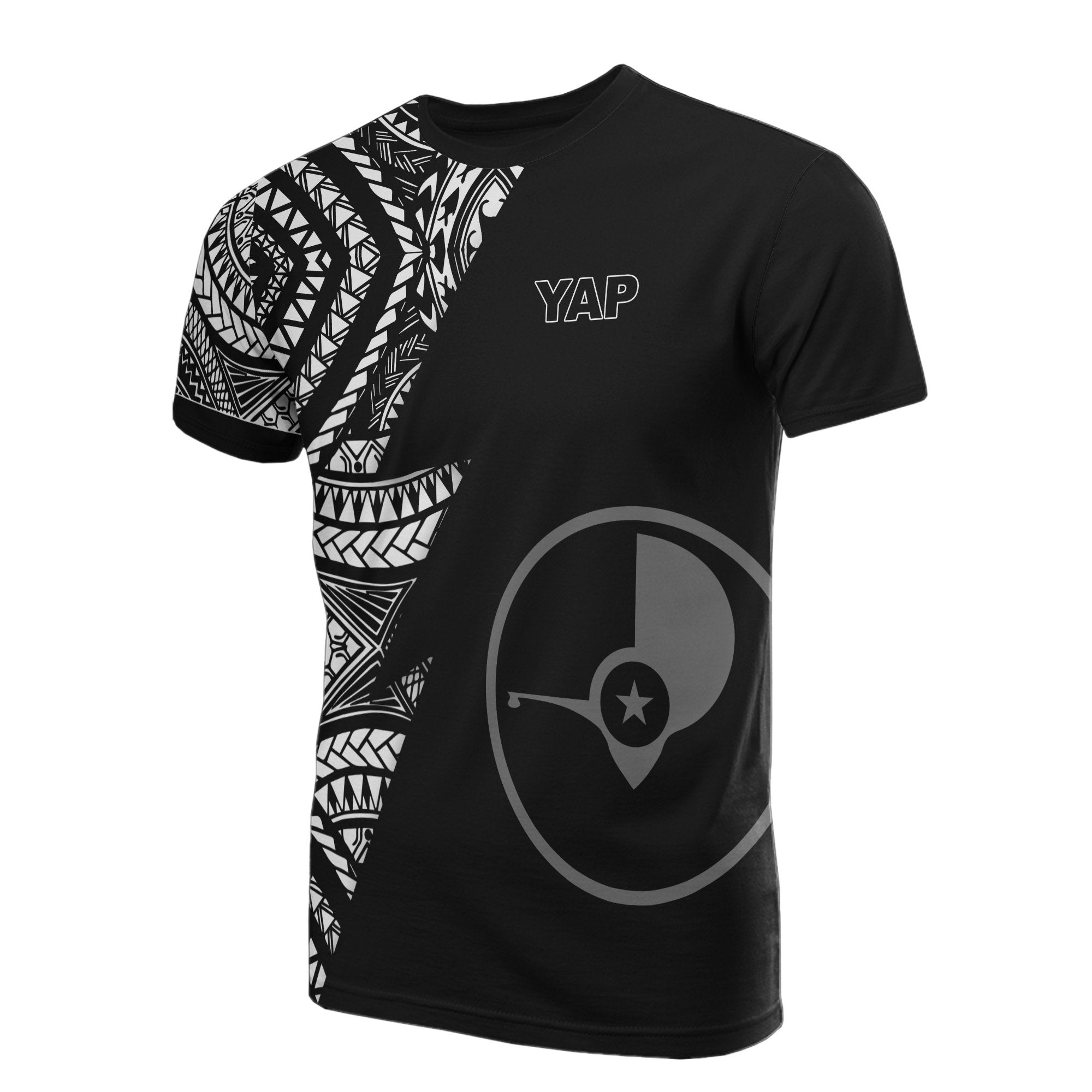 Yap Pattern T Shirt Yap Flag Polynesian Tattoo Black Style Unisex Black - Polynesian Pride