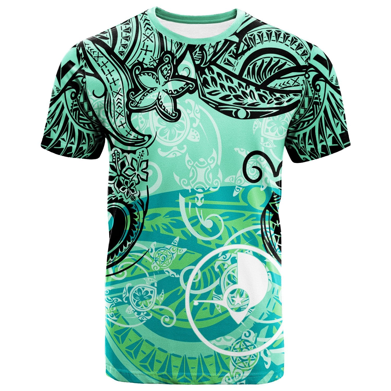 Yap T Shirt Vintage Floral Pattern Green Color Unisex Green - Polynesian Pride