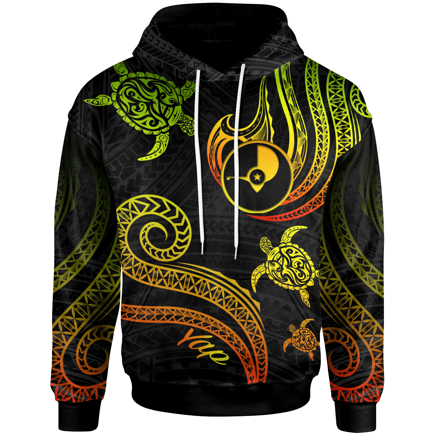 Yap Hoodie Polynesian Turtle With Pattern Reggae Unisex Reggae - Polynesian Pride